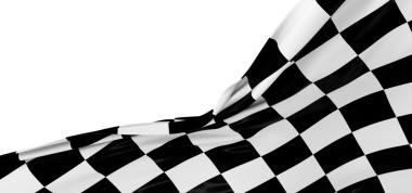 Rüzgarda Damalı Bayrak Dalgalanması Beyaz Arkaplanda İzole Edildi