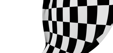 Beyaz arkaplanda kareli bayrak dalgalanması, yarış konsepti.