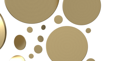 Soyut geometrik sanat ile altın daireler ve beyaz alan.