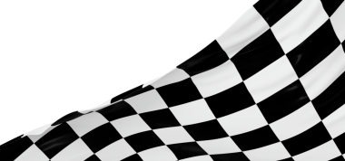 Beyaz arkaplan bitiş kavramında kareli bayrak sallama