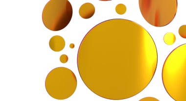 Beyaz zemin üzerinde soyut altın halkalar, modern geometrik sanat