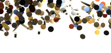 Renkli konfeti düşüyor, neşeli bir atmosfer yaratıyor.