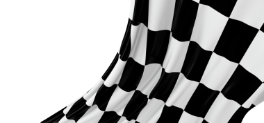 Yarış konsepti için beyaz arkaplan ile kareli bayrak sallama