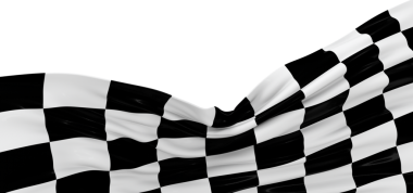 Beyaz arkaplanda kareli bayrak sallama, zafer sembolü