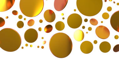 Beyaz arkaplanda yüzen soyut altın halkalar