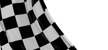 Beyaz arkaplanda kareli bayrak dalgalanması, yarış konsepti.