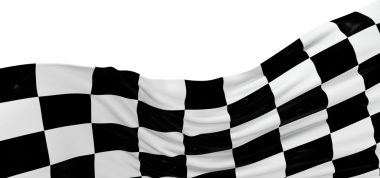 Checkerboard Bayrak Dalgalanması Beyaz Arkaplanda İzole Edildi