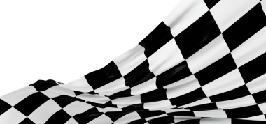 Beyaz arkaplan, rekabet ya da bitiş konsepti üzerinde kareli bayrak sallama