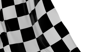 Damalı bayrak sallama yarışı beyaz arkaplanda izole edilmiş bir şekilde sona erer