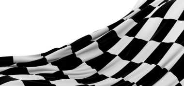 Beyaz arkaplanda kareli bayrak dalgalanması, yarış konsepti