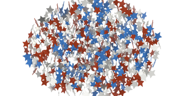 Kırmızı Beyaz ve Mavi Yıldız Havai fişek Gösterimi Beyaz Arkaplanda İzole Edildi