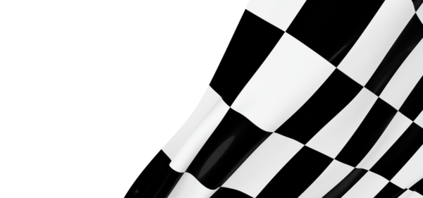 Beyaz arka planda yarış bayrağı dalgalanıyor. Bitiş çizgisi kavramı.