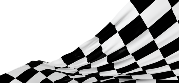 Dama Bayrağı Dalgalanması Spor ve Yarış Kavramları için Beyaz Arkaplanda Ayrı Tutuldu