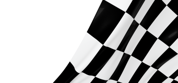 Beyaz arkaplan, rekabet ya da bitiş çizgisi üzerinde kareli bayrak sallama