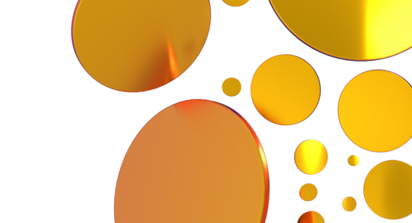 Beyaz zemin üzerinde soyut altın halkalar, modern geometrik sanat