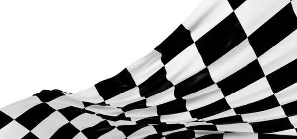 Beyaz arkaplan, rekabet ya da bitiş konsepti üzerinde kareli bayrak sallama