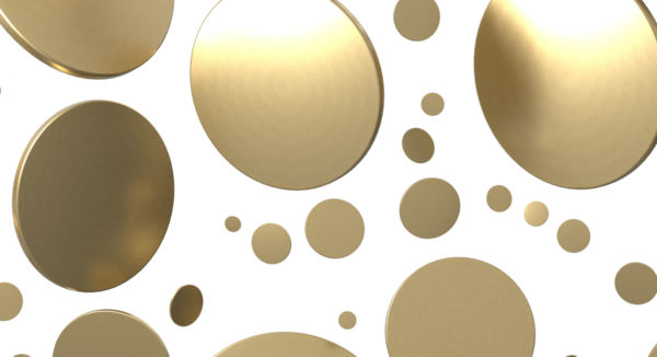 Dekorasyon için Beyaz Arkaplanda Yüzen Soyut Altın Çemberler