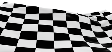 Checkerboard Bayrak Dalgalanması Beyaz Arkaplanda İzole Edildi