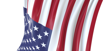 Amerikan Bayrağı Beyaz Arkaplanda Çizgili ve Yıldızlı Gururla Dalgalanıyor