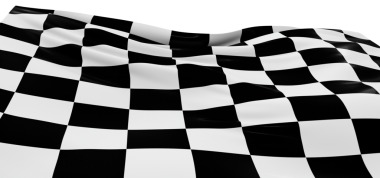 Beyaz arkaplanda izole edilmiş kareli bayrak sallama, başarı kavramı