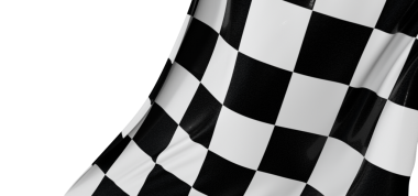 Damalı Yarış Bayrağı Dalgalanması Beyaz Arkaplanda İzole Edildi