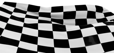 Dalgalı yarış bayrağı, siyah beyaz kareler yakın çekim