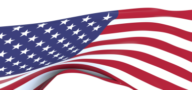 Beyaz arka planda dalgalanan Amerikan Bayrağı
