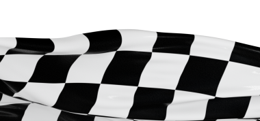 Checkerboard Bayrak Dalgalanması Beyaz Arkaplanda İzole Edildi