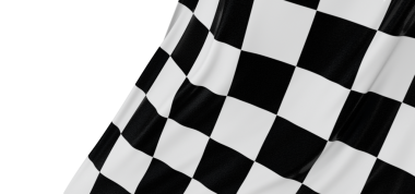 Beyaz arkaplanda izole edilmiş kareli bayrak sallama