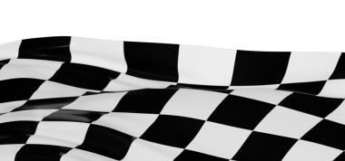 Beyaz arkaplanda izole edilmiş kareli bayrak dalgalandırma yarışı bitirme tasviri