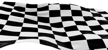 Yarış konsepti için beyaz arkaplanda kareli bayrak dalgalanması