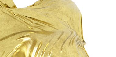 Akan Perdeler ve Parlak Işıklar ile Zarif Altın Kumaş dokusu