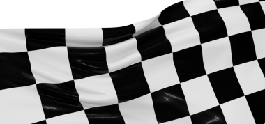 Yarış bitimi ya da yarışma zaferi için kareli bayrak sallama