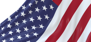 ABD bayrağının yakın çekimi detaylı kumaşla rüzgarda dalgalanıyor