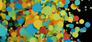 Siyah Arkaplanda Yüzen Soyut Renkli Çemberler