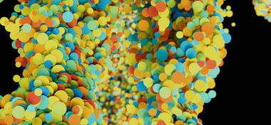 Siyah Arkaplan Yüzen Soyut Renkli Çemberler