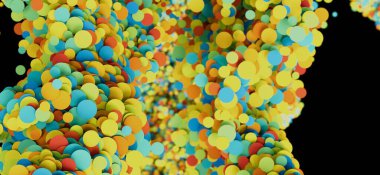 Modern Sanat İçin Siyah Arkaplan Üzerine Soyut Renkli Çember Kompozisyonu