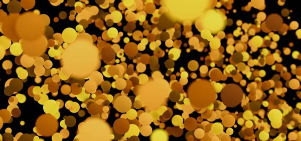 Kara Arkaplanda Yüzen Altın Baloncukların Soyut Arkaplanı