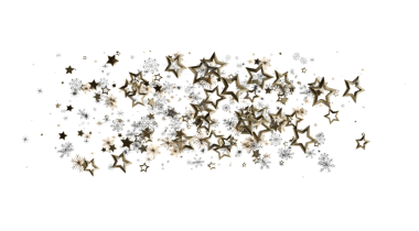 Beyaz Arkaplanda Parlayan Altın Yıldızlar ve Kar Taneleri Soyut Dekorasyonu