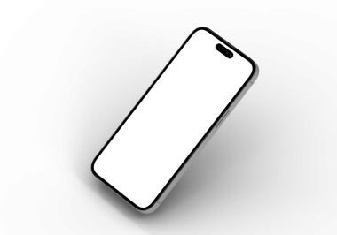 Modern akıllı telefon boş ekran beyaz arkaplanda izole edilmiş açı görünümünü taklit et