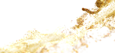 Beyaz arkaplanda kopyalama alanı ile dönen soyut altın parçacıklar