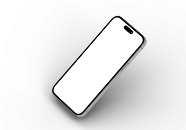 Boş ekran modeliyle beyaz bir yüzey üzerinde modern akıllı telefon