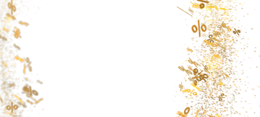 Altın Yüzdelik Semboller Düşüyor, Beyazlar Üzerinde İndirim Konsepti