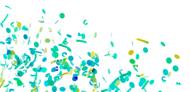 Renkli konfeti düşüyor, beyaz arka planda kutlama konsepti