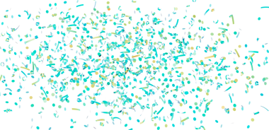 Turkuaz ve altın rengi olan soyut şenlik konfeti arka planı