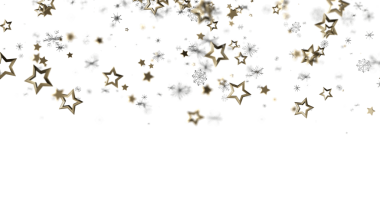Beyaz zemin üzerine düşen Şenlikli Altın Yıldızlar ve Kar Taneleri