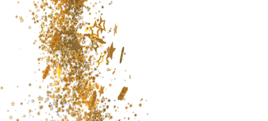 Altın yıldız konfetileri beyaz arkaplan üzerine kopyalama alanı ile düşüyorlar