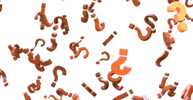 Beyaz arkaplandaki dağınık soru işaretlerinin soyut çizimi