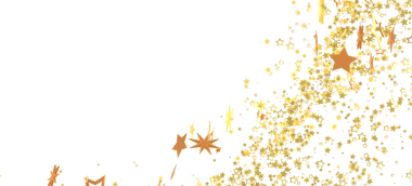 Altın yıldızlı konfeti beyaz arka plan kutlama konseptine düşüyor