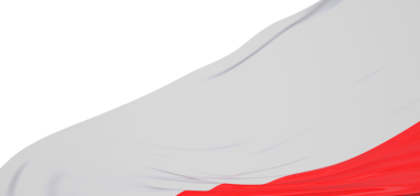 Görseller için beyaz arkaplanda soyut dalgalı Polonya bayrağı tasarımı.